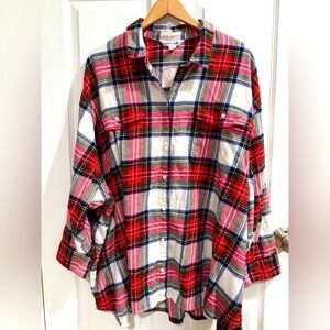 Old Navy Multicolor Plaid Tartan Boyfriend Shirt  Flannel